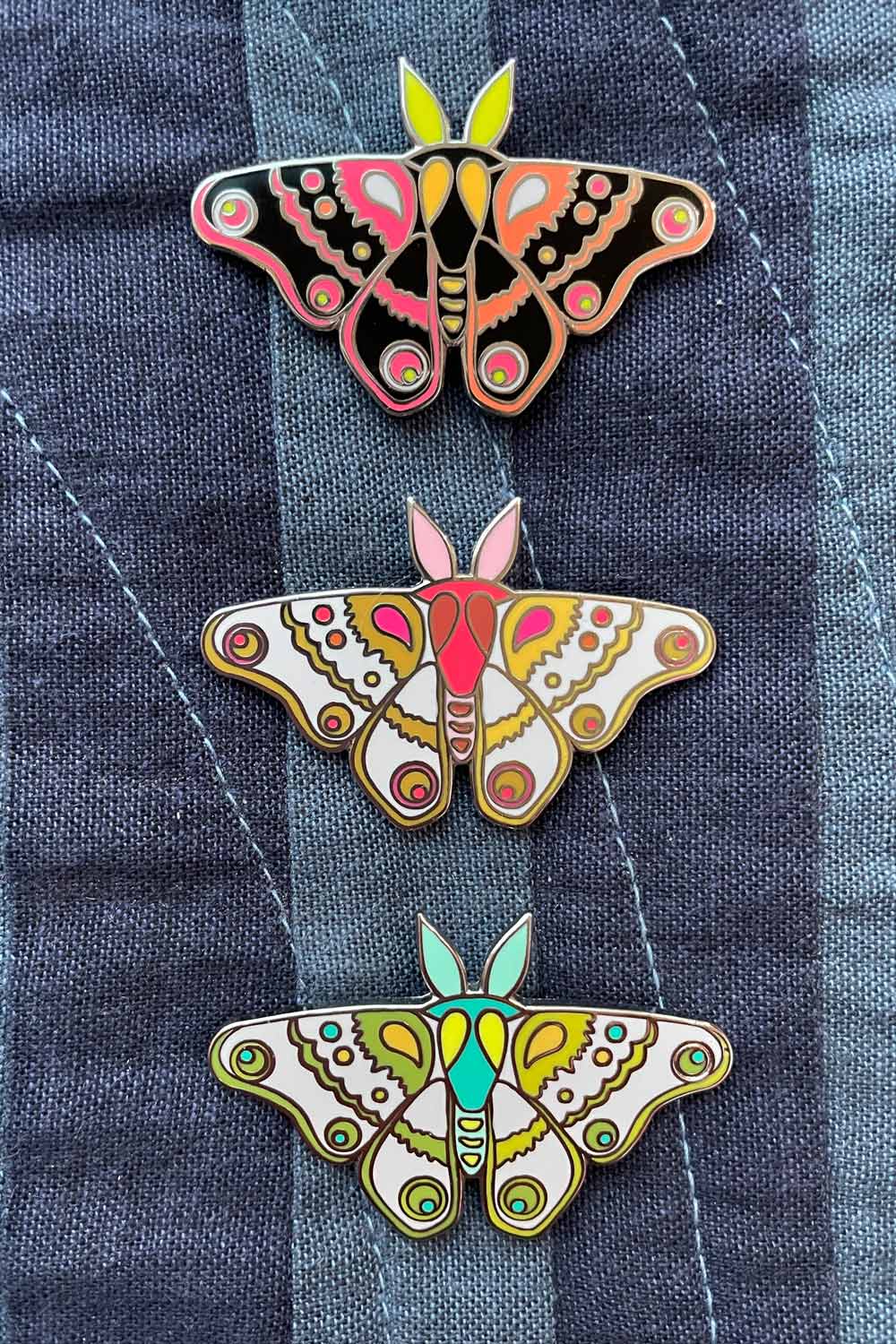 2021 moth pins in new neon colors