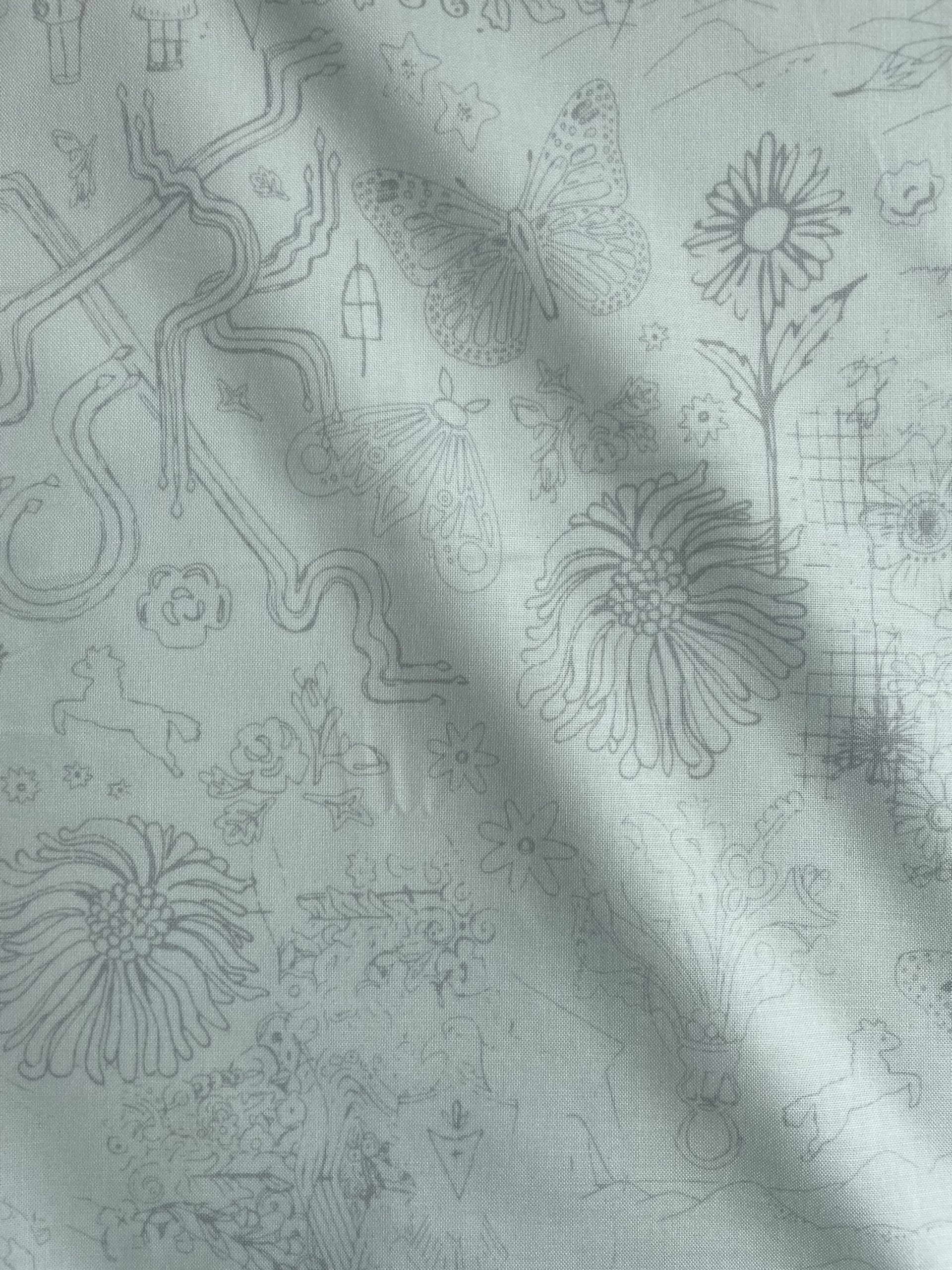Chrysanthemum Yardage - Sketch in Silver