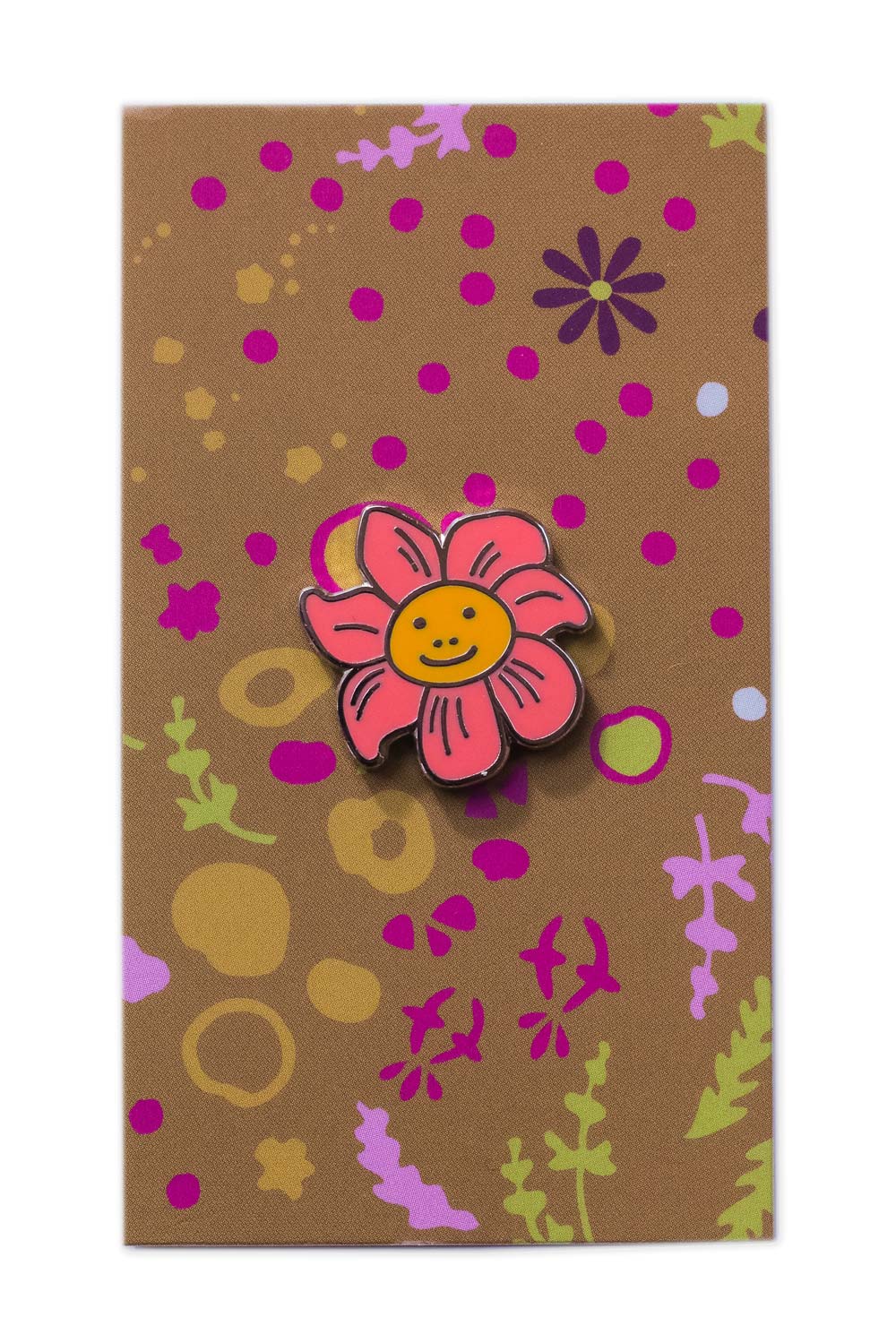 enamel smiling flower pin from the between collection