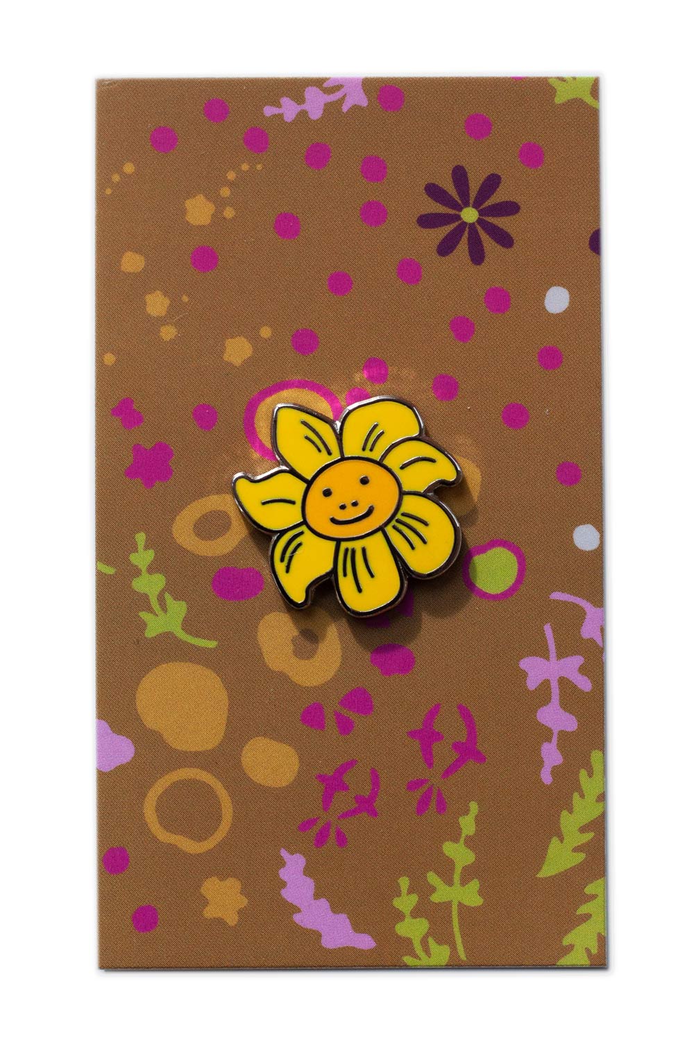enamel smiling flower pin from the between collection