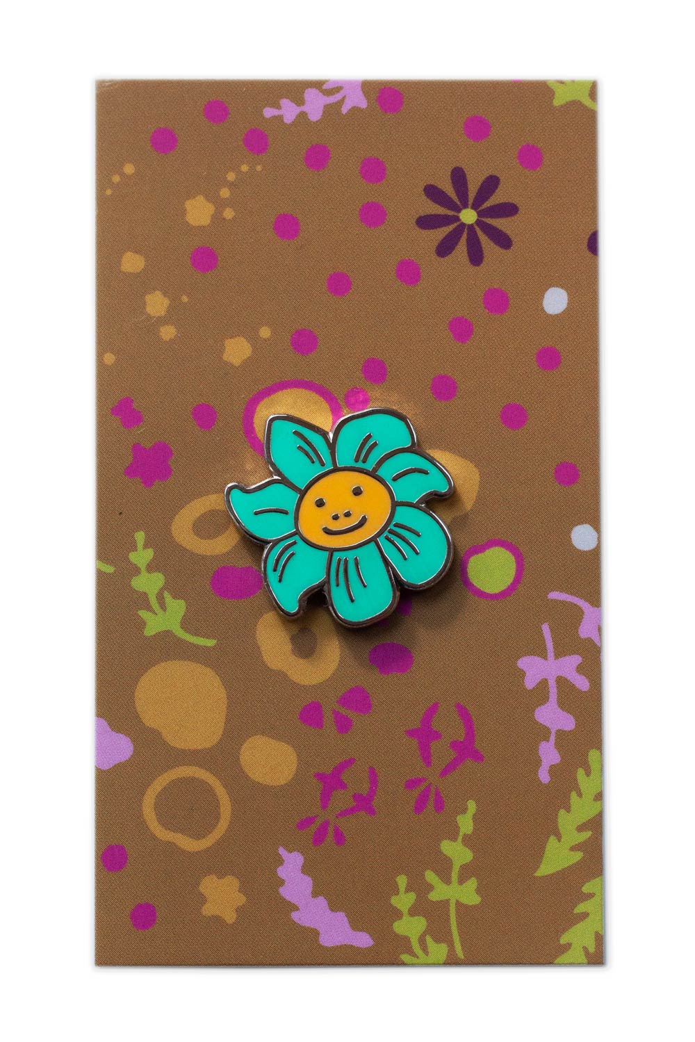 enamel smiling flower pin from the between collection