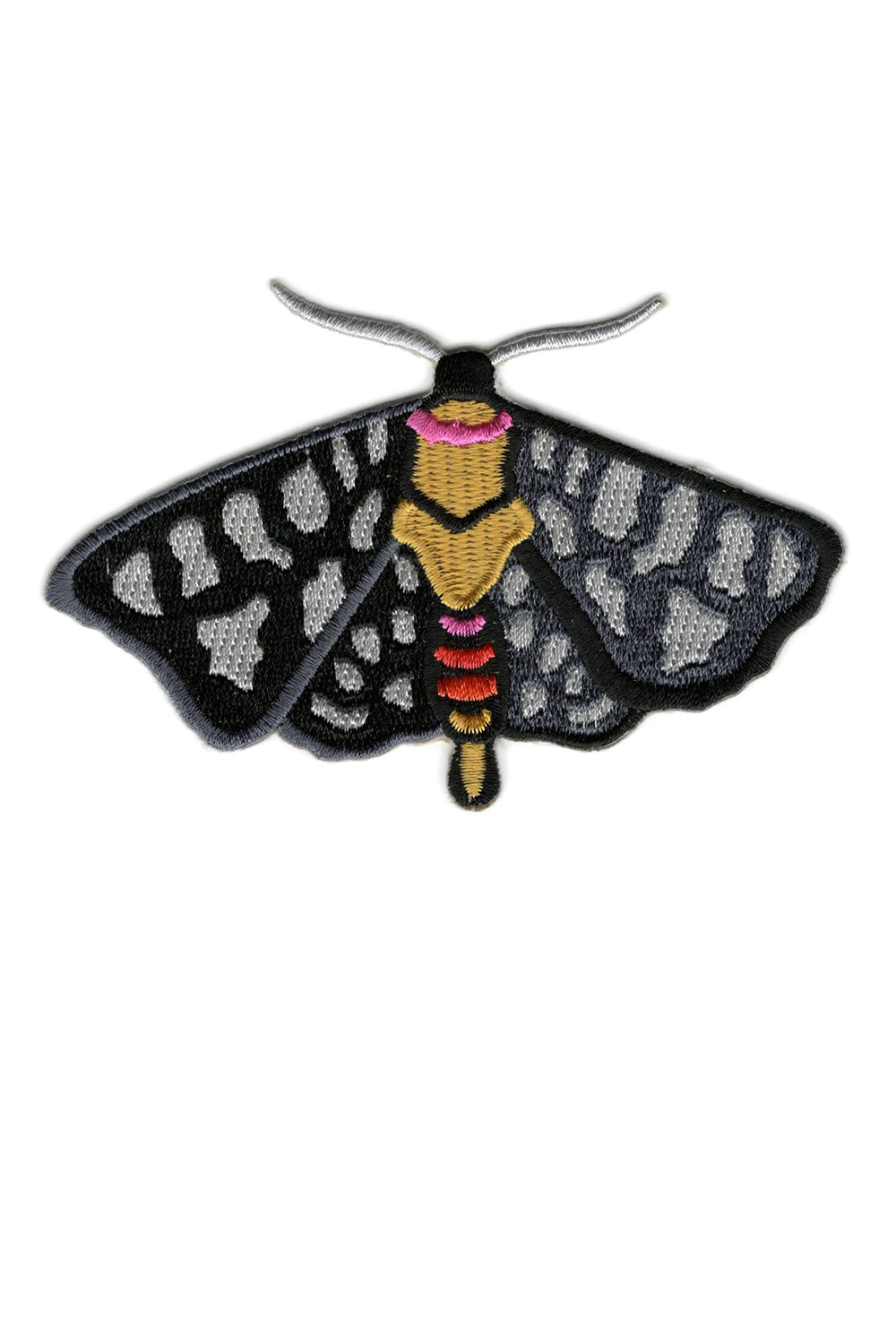 black and grey moth patch