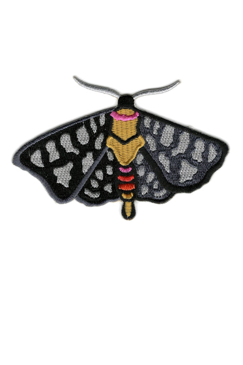 black and grey moth patch