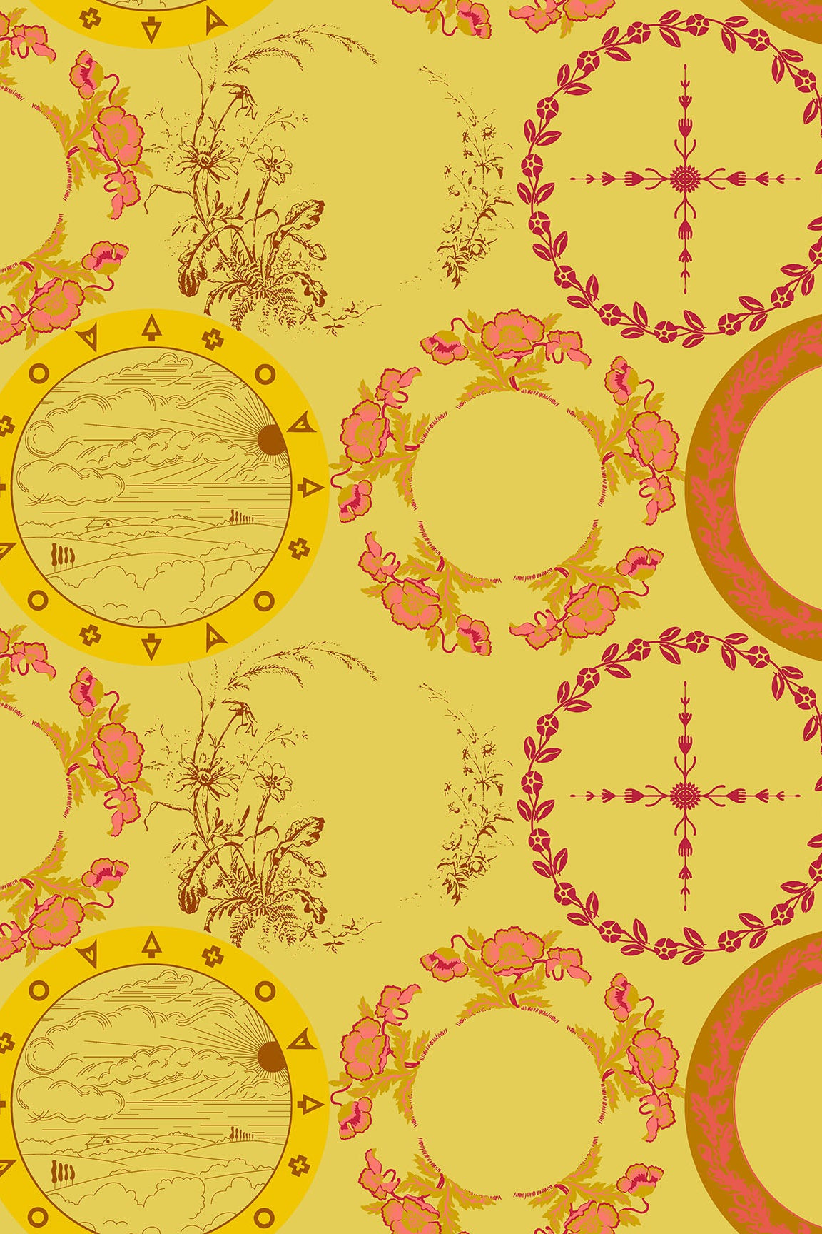 camp kitschy lala yardage thankful in mustard