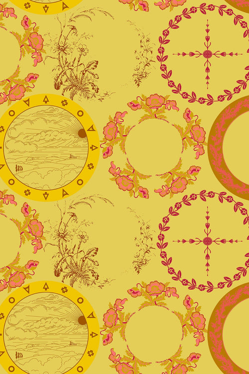 camp kitschy lala yardage thankful in mustard