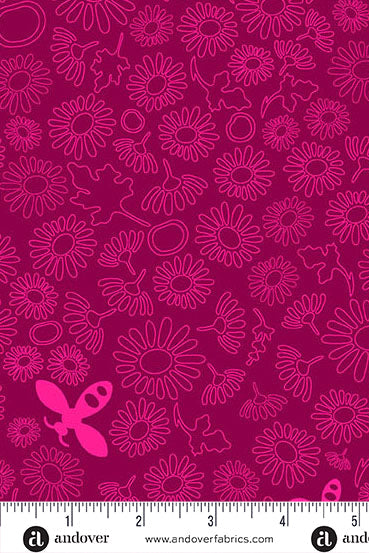 PRESALE - Color Camp Basics - Bloom Yardage - Bee in Dark Peony