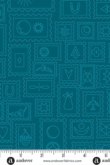 PRESALE - Color Camp Basics - Dusk Yardage - Postcard in Dark Peacock