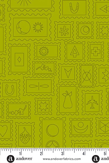 PRESALE - Color Camp Basics - Grove Yardage - Postcard in Toad