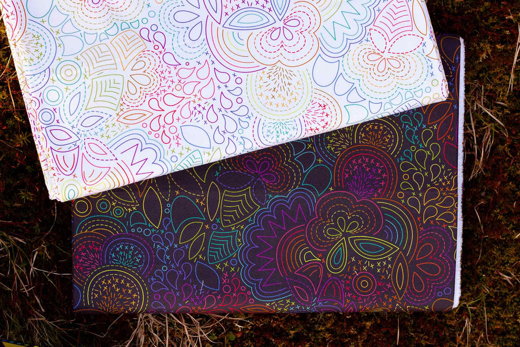 rainbow stitched in night and day from color wheel