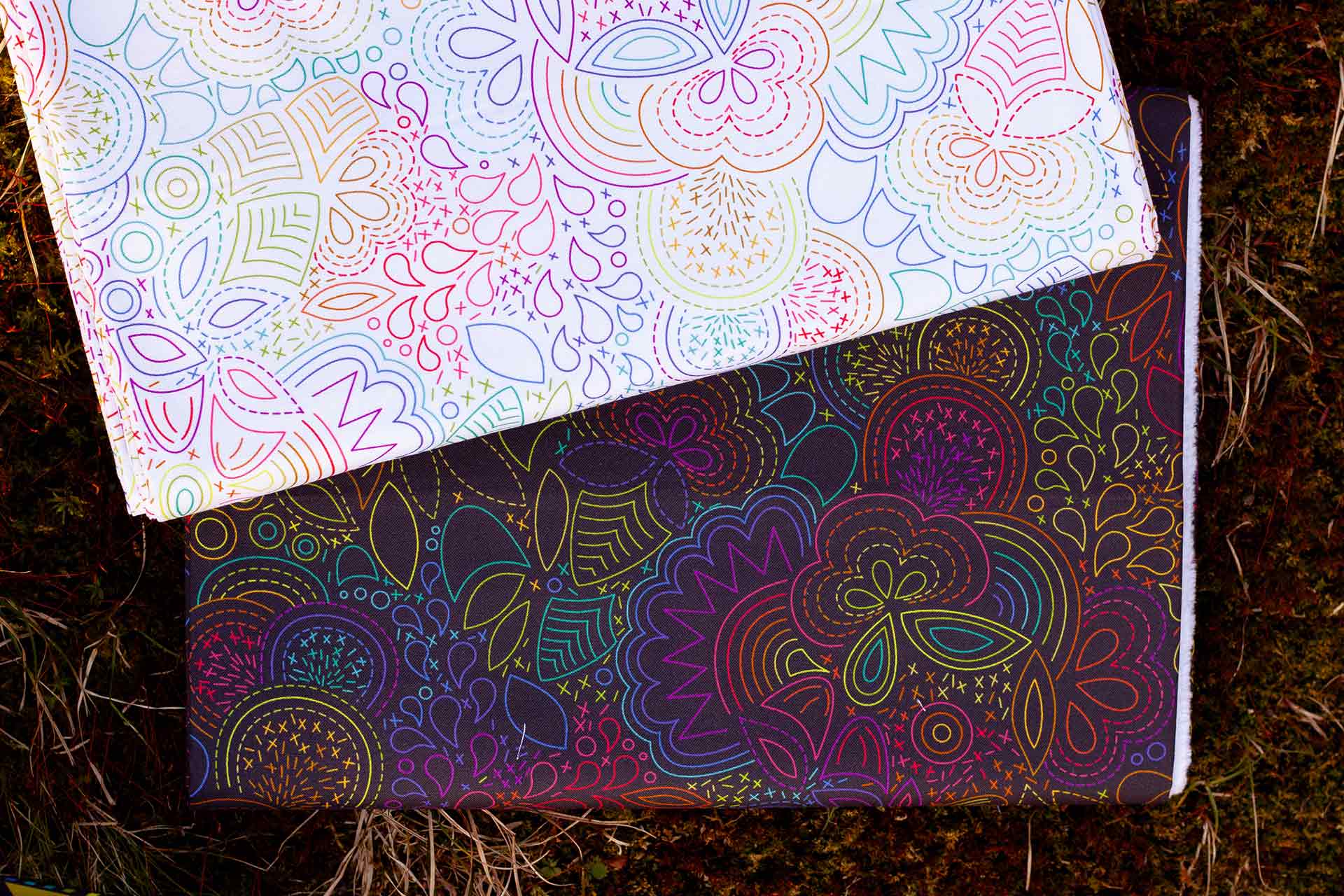 rainbow stitched in night and day from color wheel