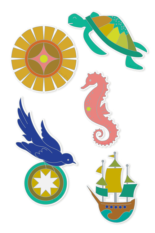 diving board sticker set