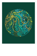 mermaid circle in jade art print