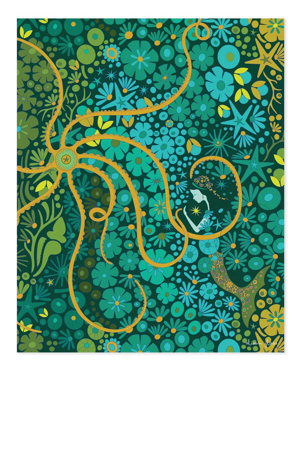 mermaid in jade art print
