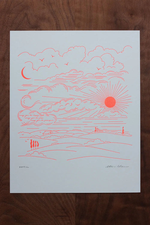 dwell letterpress print in electric