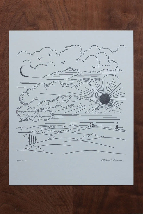 dwell letterpress print in night