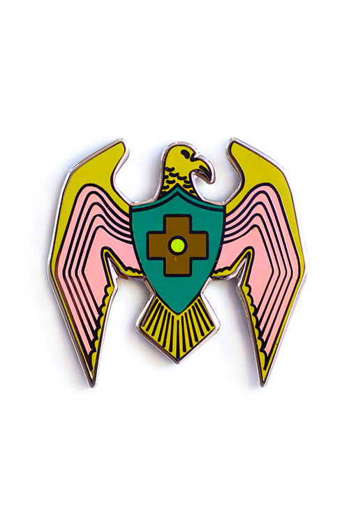 pink eagle enamel pin