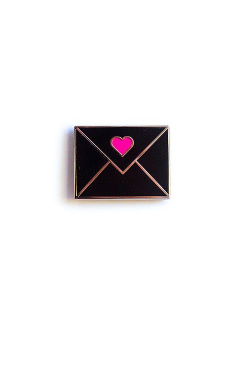 black envelope enamel pin