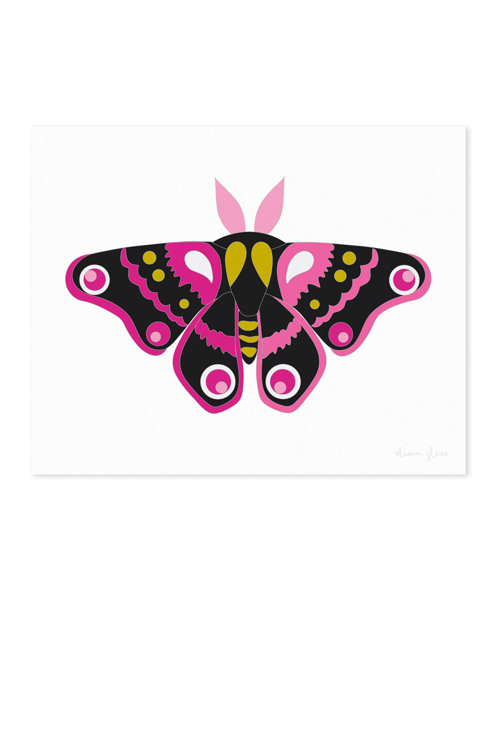 moth in black and pink art print
