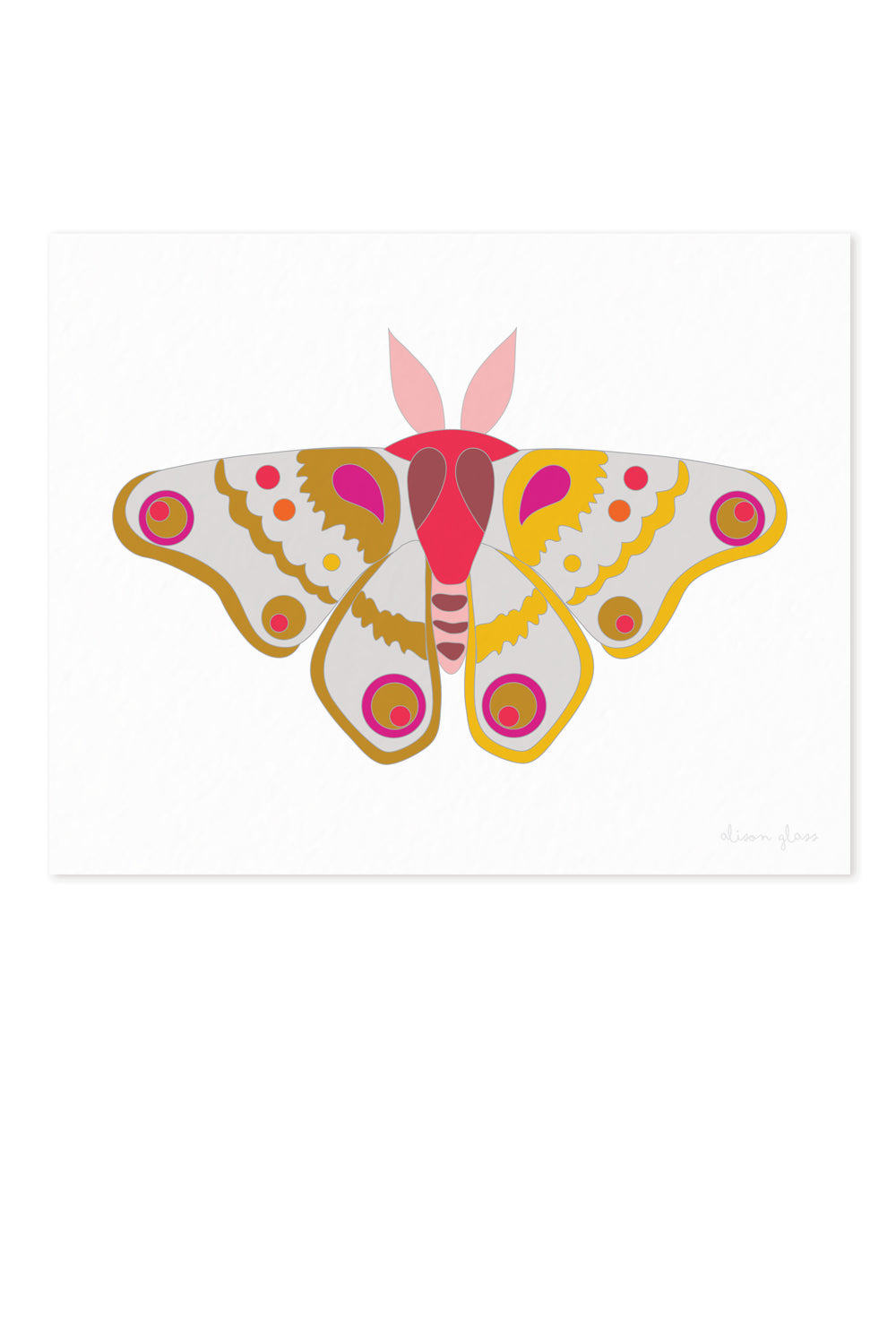 moth in gold and salmon Art Print