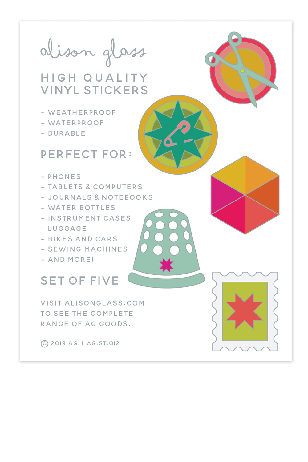 handiwork sticker pack back