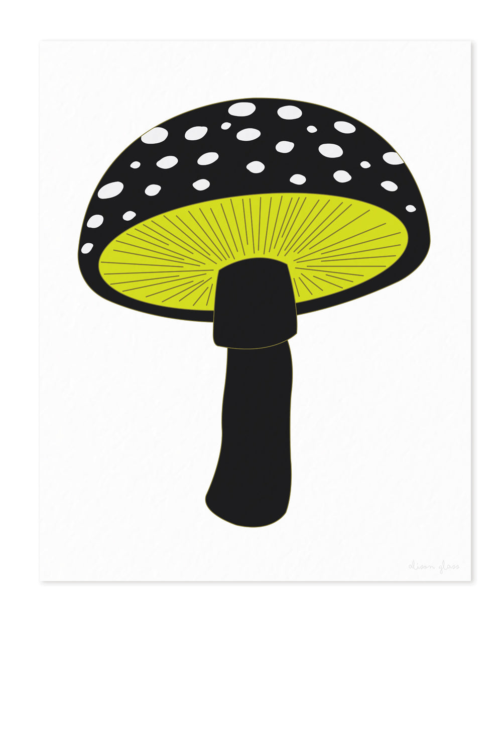 mushroom in black art print