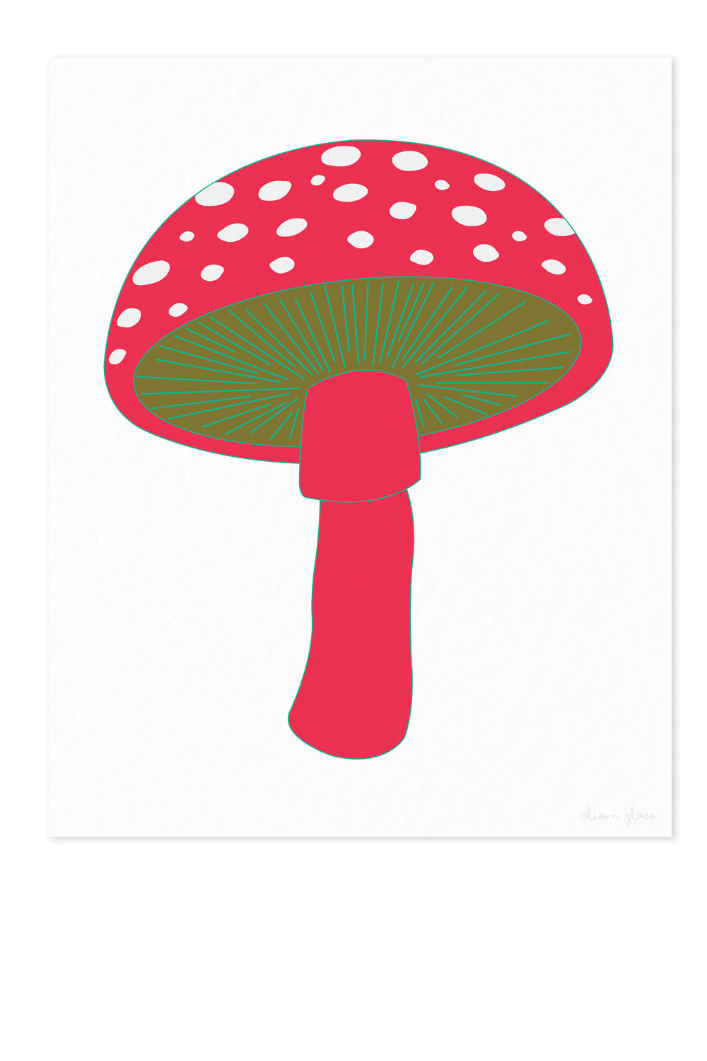 mushroom in pink art print
