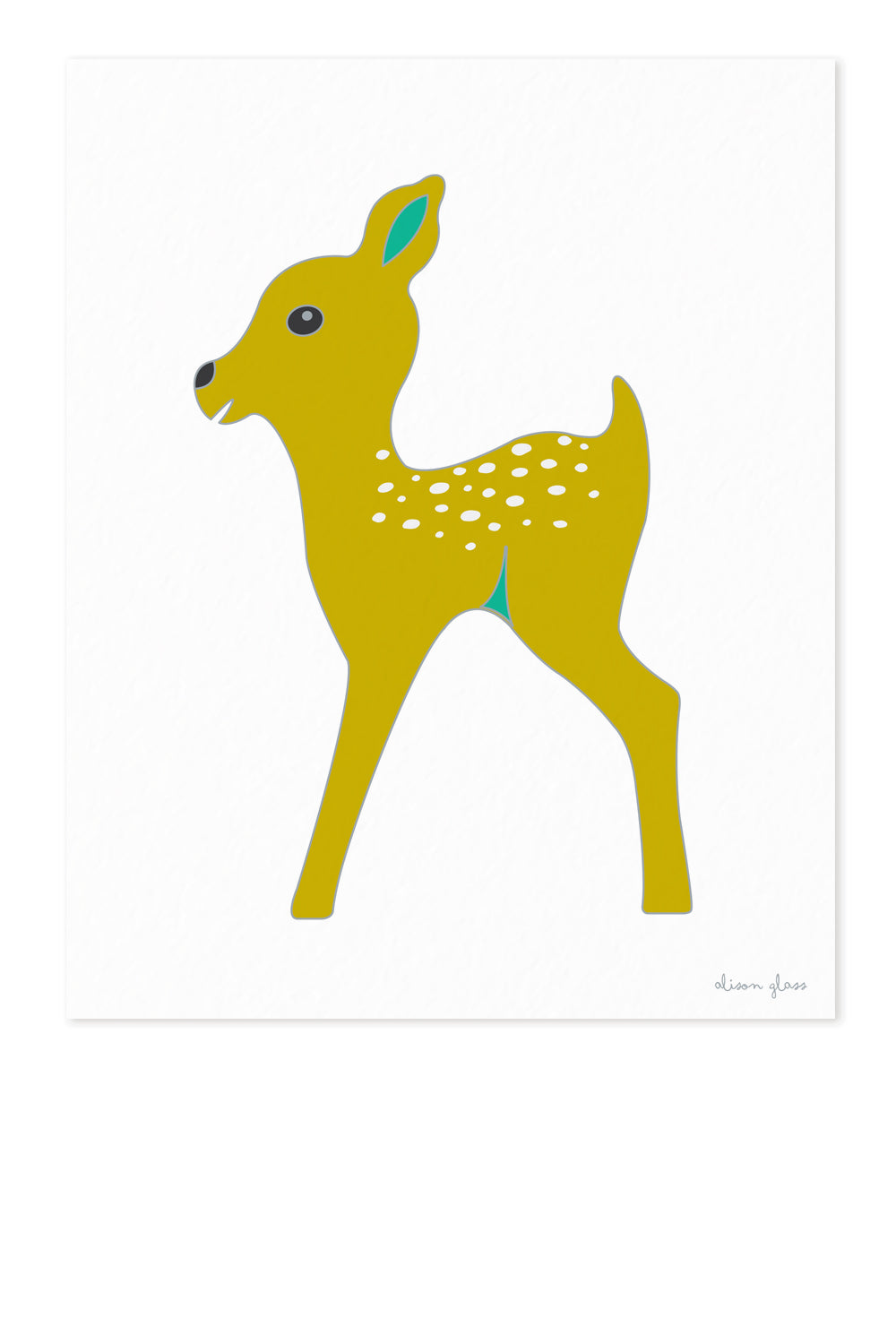 fawn in chartreuse art print