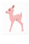 fawn in light pink art print
