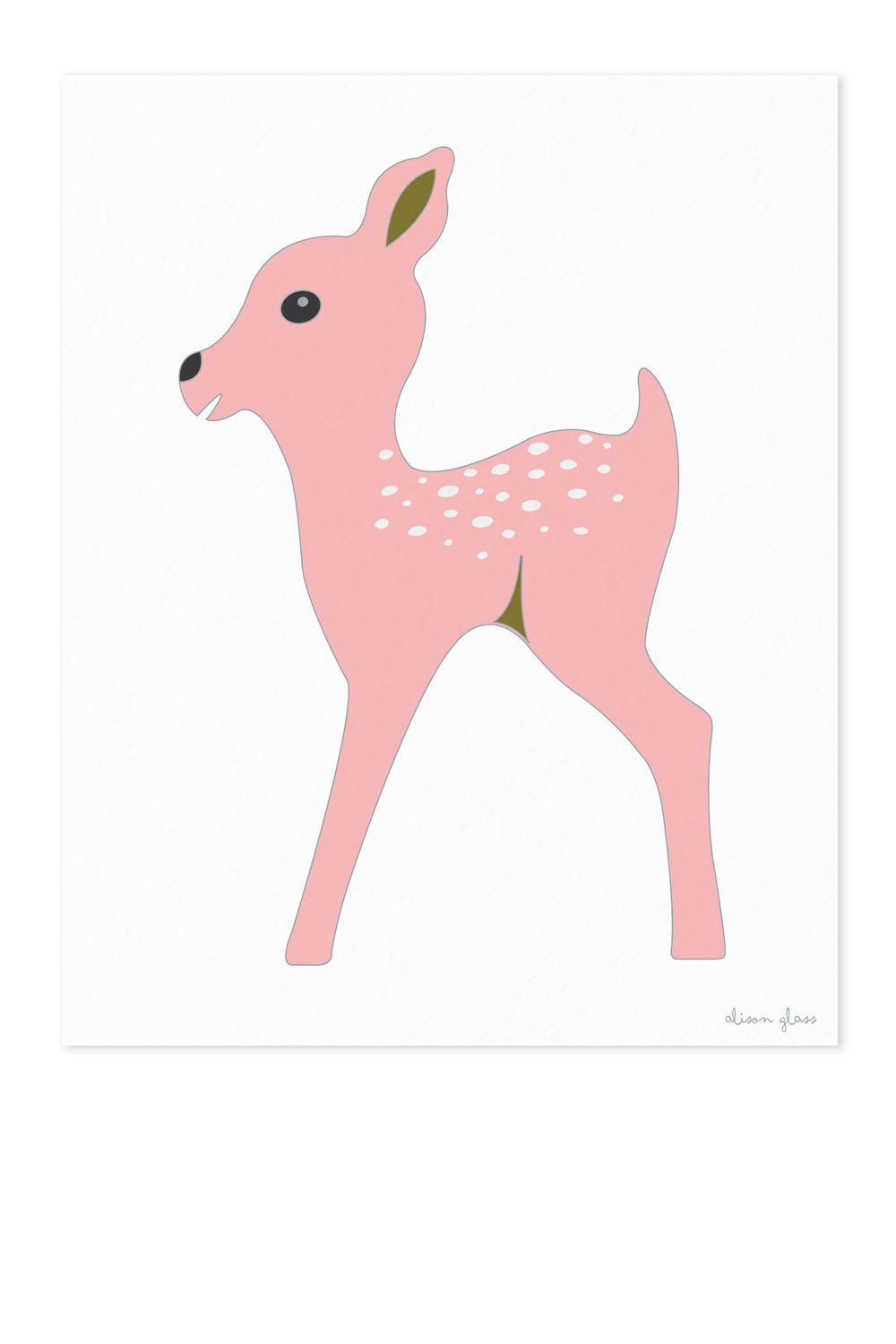 fawn in light pink art print