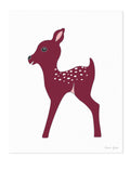 fawn in maroon art print