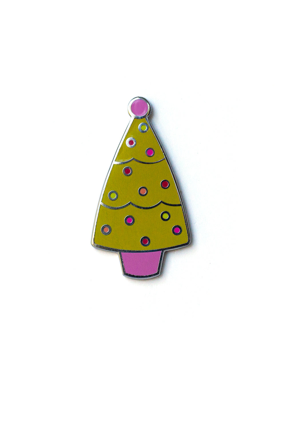 chartreuse holiday tree enamel pin