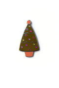 olive holiday tree enamel pin
