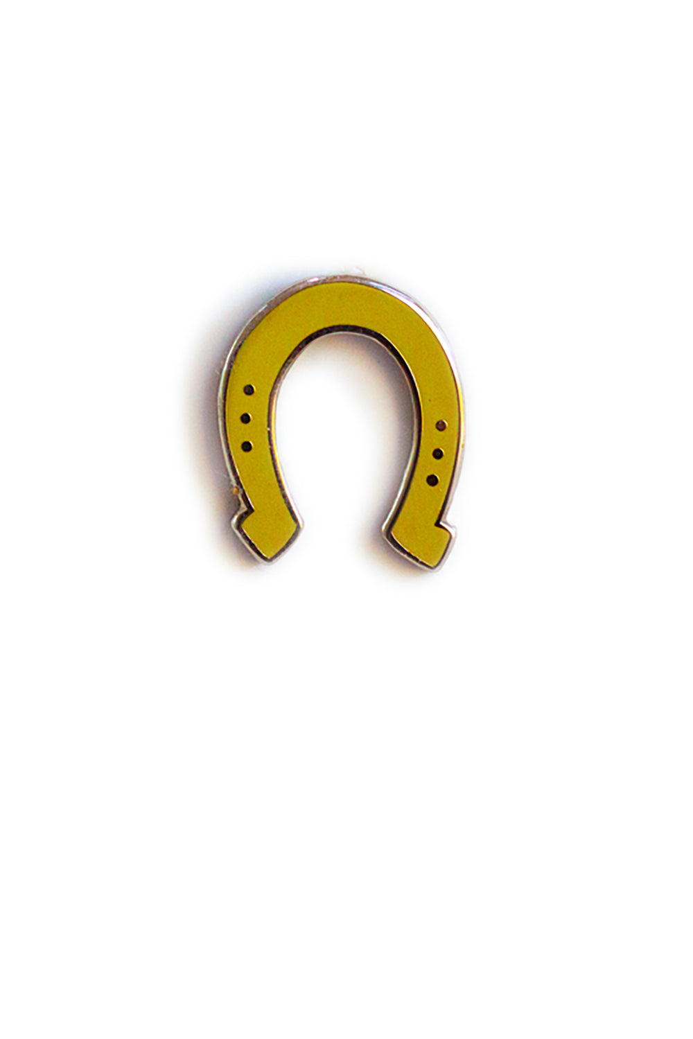 gold horse shoe enamel pin