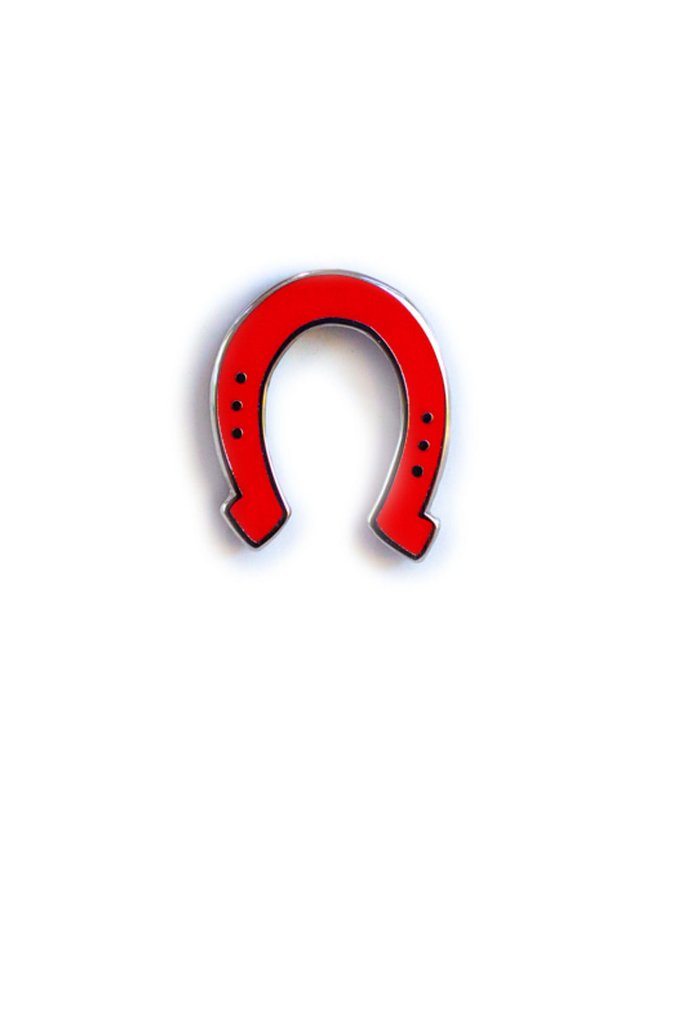 pink horse shoe enamel pin