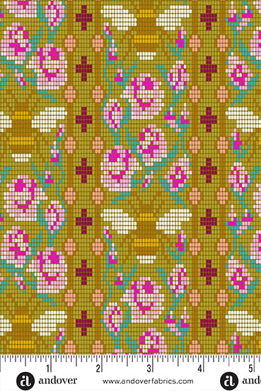 PRESALE - Jinny Yardage - Beadwork in Olive