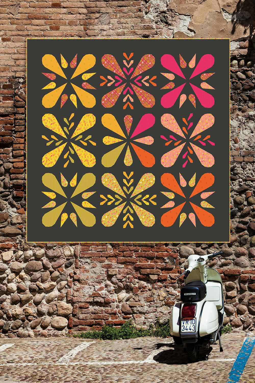 Patchwork Petals Dark in Jinny Quilt Kit - Presale