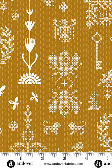 PRESALE - Jinny Yardage - Redwork in Amber