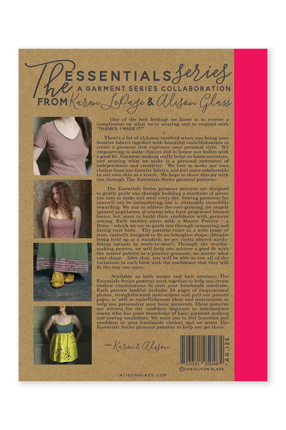 knit essentials alison glass pattern company back