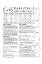 knit essentials size chart
