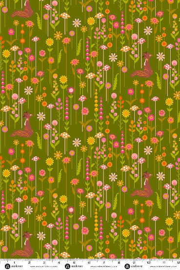 PRESALE - Menagerie Yardage - Fox in Dark Toad