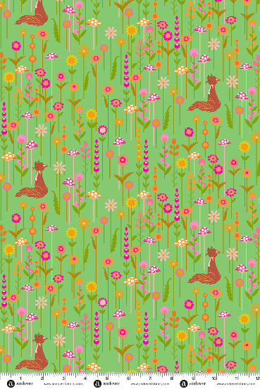 PRESALE - Menagerie Yardage - Fox in Light Grass