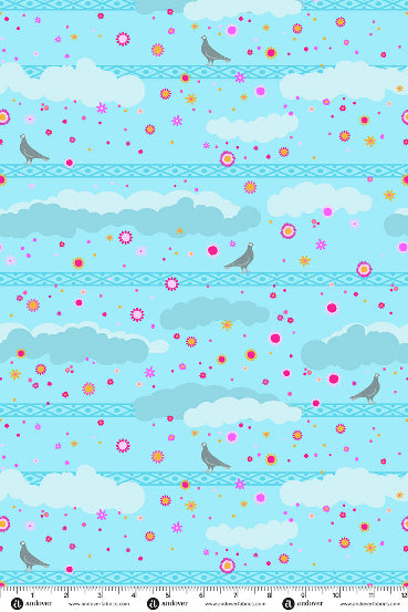 PRESALE - Menagerie Yardage - Pigeon in Light Pool