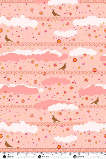 PRESALE - Menagerie Yardage - Pigeon in Lighter Poppy