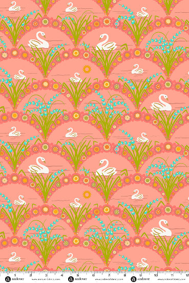 PRESALE - Menagerie Yardage - Swan in Light Poppy
