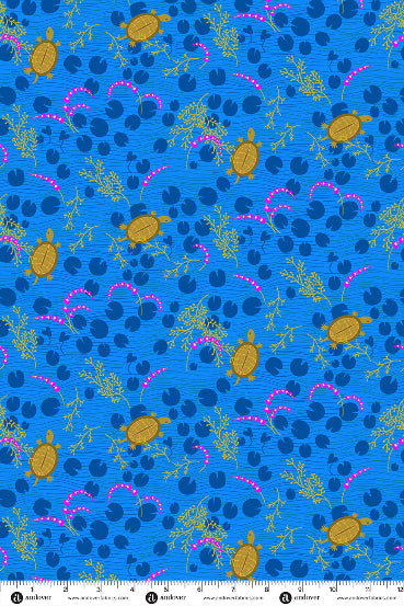 PRESALE - Menagerie Yardage - Turtle in Cobalt