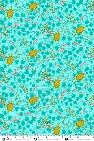 PRESALE - Menagerie Yardage - Turtle in Light Aqua