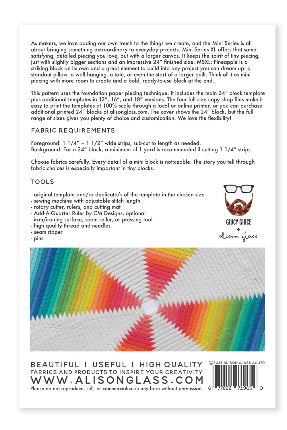 mini series xl pineapple quilt pattern
