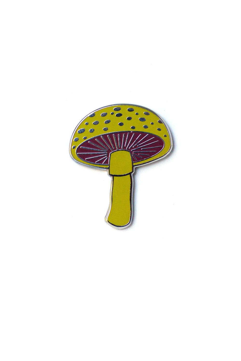 acid green mushroom enamel pin