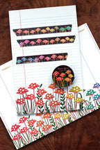 mushroom calendar notepad and notepad and washi tape