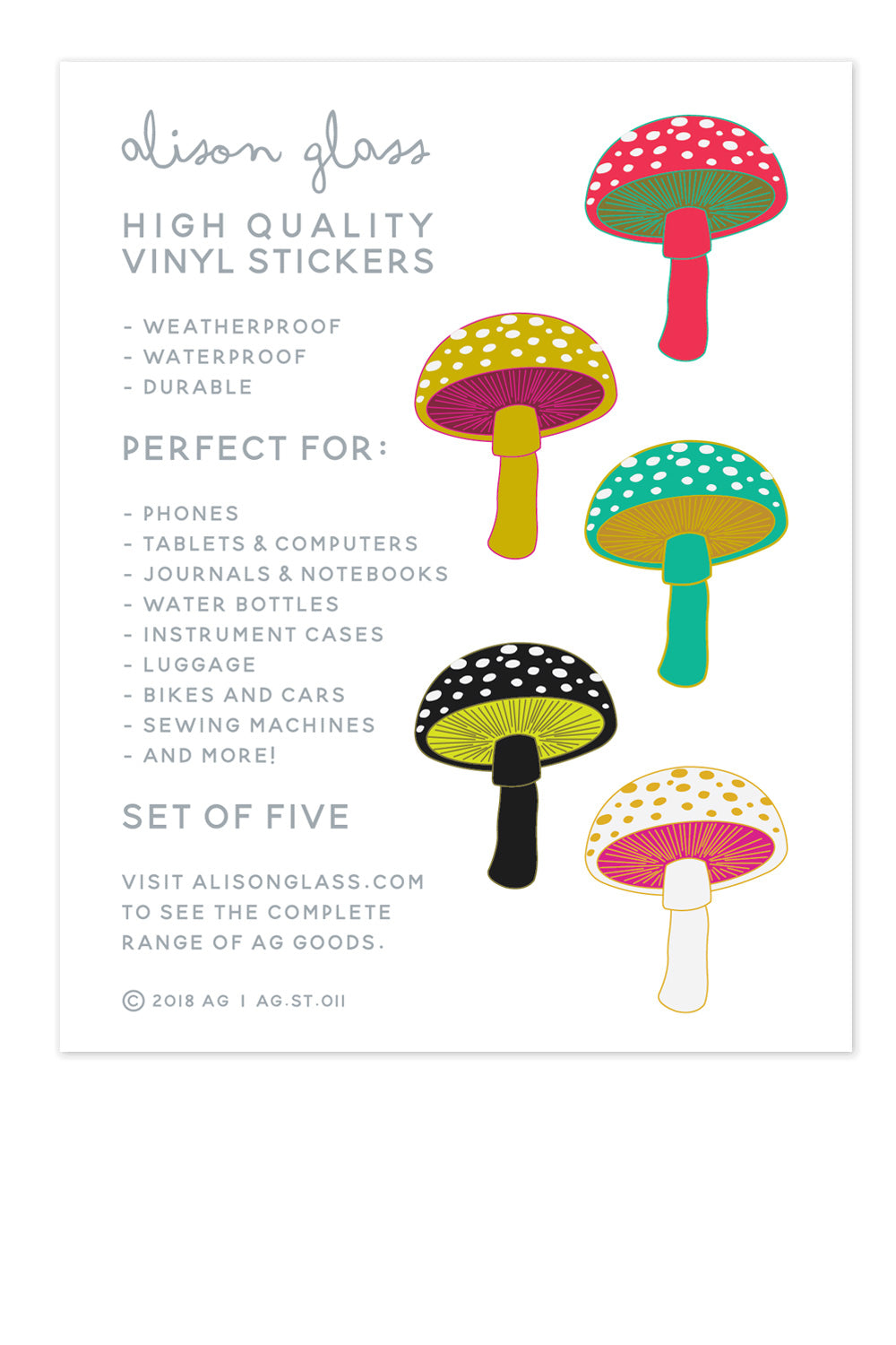 mushroom sticker pack back